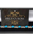 Helena Rose Ladies Magnetic Bracelet for Women - Natural Blue Turquoise Howlite Gemstone Link Bangle with Magnets - Fits Wrists Up to 18cm Adjustable - with Jewellery Gift Box