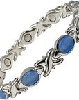 Helena Rose Ladies Magnetic Bracelet for Women - Blue Cats Eye Gem Stones - Fits Wrists Up to 18.5 cm Fully Adjustable - Plus Jewellery Gift Box