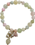 Ladies Strawberry Quartz Gemstone Bracelet. Natural Stone Stretch Bangle for Women. Includes Jewellery Gift Box (Chalcedony White)
