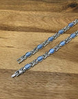 Helena Rose Ladies Magnetic Bracelet for Women - Blue Cats Eye Gem Stones - Fits Wrists Up to 18.5 cm Fully Adjustable - Plus Jewellery Gift Box