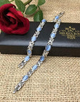 Helena Rose Ladies Magnetic Bracelet for Women - Blue Cats Eye Gem Stones - Fits Wrists Up to 18.5 cm Fully Adjustable - Plus Jewellery Gift Box