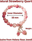 Ladies Strawberry Quartz Gemstone Bracelet. Natural Stone Stretch Bangle for Women. Includes Jewellery Gift Box (Chalcedony White)