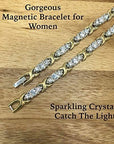 Helena Rose Ladies Magnetic Therapy Bracelet for Women Arthritis - Rhinestone Crystals - Womens Bracelets Fits Wrists up to 18.5cm - Plus Jewellery Gift Box