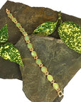 Ladies Magnetic Therapy Bracelet for Women | Semi Precious Green Crystal Gemstones - Fully Adjustable - Presented in a Gift Box (Silver Plated)