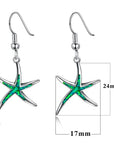 Starfish Jewellery gift set for women. Starfish design pendant necklace with enamel inlay & matching earrings. With Gift Box-