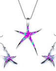 Starfish Jewellery gift set for women. Starfish design pendant necklace with enamel inlay & matching earrings. With Gift Box-