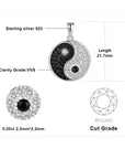 Womens Designer 925 Sterling Silver Yin Yang Jewellery - With Cubic Zirconia Crystals - Spiritual Boho Style - With Jewellery Gift Box.