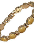 Ladies Magnetic Bracelet for Women - Natural Beige Jasper Gemstones - Fits Wrists Up to 7.5" Links Can Be Added Adjustable | Plus Jewellery Gift Box