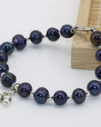 Helena Rose Real Black Pearl Bracelet for Women - Cultured Freshwater Pearls with a Pretty Silver Acorn Charm - Ladies Stylish Bracelet can be Worn Day or Evening - Presented in a Jewellery Gift Box
