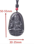 Black Obsidian Stone Crystal Buddha Pendant Necklace for Men & Women in Jewellery Gift Box