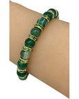 Helena Rose Ladies Spiritual Bracelet for Women- Gorgeous Green Agate Gemstones & Sparkling Green Rhinestone Crystals - Woman's Stretch Bracelet - Plus Jewellery Gift Box
