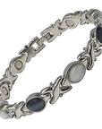 Ladies Magnetic Bracelet for Women - Grey Cats Eye Gemstones - Fits Wrists up to 7.5" Adjustable - with Jewellery Gift Box