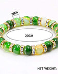 Helena Rose Ladies Spiritual Bracelet for Women- Gorgeous Green Agate Gemstones & Sparkling Green Rhinestone Crystals - Woman's Stretch Bracelet - Plus Jewellery Gift Box