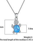 Cute Turtle Jewellery Set - Matching Necklace Pendant & Earrings For Ladies - Glittering Opal & Crystal - With Gift Box