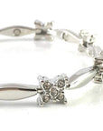 Helena Rose Ladies Magnetic Bracelet for Women - Silver Flower Design Sparkling Clear Rhinestone Crystals - Plus Jewellery Gift Box