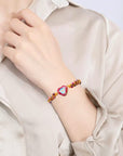 Ladies Braided Stone Bracelet - Double Layer Beaded Yoga Reiki Bracelet For Women. Heart Shaped Emperor Stone Hand Threaded with 4mm Beads - Plus Jewellery Gift Box.