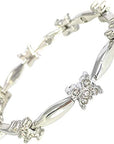 Helena Rose Ladies Magnetic Bracelet for Women - Silver Flower Design Sparkling Clear Rhinestone Crystals - Plus Jewellery Gift Box