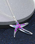 Starfish Jewellery gift set for women. Starfish design pendant necklace with enamel inlay & matching earrings. With Gift Box-