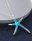 Starfish Jewellery gift set for women. Starfish design pendant necklace with enamel inlay & matching earrings. With Gift Box-