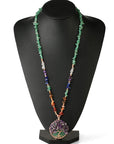 Spiritual Tree of Life Ladies Necklace - Natural Stone Wire Wrap Pendant for Women - Chakra Reiki Stone Chips with Circular Gemstone Amulet - Supplied with Jewellery Gift Box