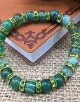 Helena Rose Ladies Spiritual Bracelet for Women- Gorgeous Green Agate Gemstones & Sparkling Green Rhinestone Crystals - Woman's Stretch Bracelet - Plus Jewellery Gift Box
