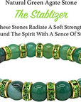 Helena Rose Ladies Spiritual Bracelet for Women- Gorgeous Green Agate Gemstones & Sparkling Green Rhinestone Crystals - Woman's Stretch Bracelet - Plus Jewellery Gift Box