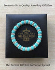 Helena Rose Spiritual Bracelet for Ladies - Natural Turquoise Howlite Gemstones with Clear Crystal Spacers - Balancing Chakra Bangle for Women - with Jewellery Gift Box