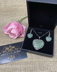 Valentine Heart Jewellery Gift Set For Women - Silver Hearts & Roses Necklace & Drop Earrings - Natural Crystal Gemstone Pendant For Ladies - With a Quality Gift Box