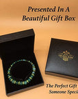 Helena Rose Ladies Spiritual Bracelet for Women- Gorgeous Green Agate Gemstones & Sparkling Green Rhinestone Crystals - Woman's Stretch Bracelet - Plus Jewellery Gift Box