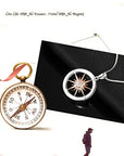 Sterling Silver Compass Design Necklace With Rose Gold Plated Sun Set With Cubic Zirconia Stone. Includes 45cm 925 Silver Box Chain and Jewellery Gift Box.