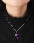 Starfish Jewellery gift set for women. Starfish design pendant necklace with enamel inlay & matching earrings. With Gift Box-