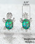 Cute Turtle Jewellery Set - Matching Necklace Pendant & Earrings For Ladies - Glittering Opal & Crystal - With Gift Box