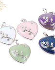 Valentine Heart Jewellery Gift Set For Women - Silver Hearts & Roses Necklace & Drop Earrings - Natural Crystal Gemstone Pendant For Ladies - With a Quality Gift Box