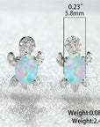 Cute Turtle Jewellery Set - Matching Necklace Pendant & Earrings For Ladies - Glittering Opal & Crystal - With Gift Box