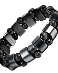 Double Hematite and Tiger's Eye Gemstone Stretch Bracelets for Men & Women - Natural Energy Stone Jewellery Unisex Bangle. with Gift Box