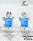 Cute Turtle Jewellery Set - Matching Necklace Pendant & Earrings For Ladies - Glittering Opal & Crystal - With Gift Box