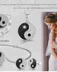 Womens Designer 925 Sterling Silver Yin Yang Jewellery - With Cubic Zirconia Crystals - Spiritual Boho Style - With Jewellery Gift Box.