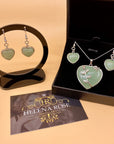 Valentine Heart Jewellery Gift Set For Women - Silver Hearts & Roses Necklace & Drop Earrings - Natural Crystal Gemstone Pendant For Ladies - With a Quality Gift Box