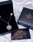 Silver Plate Jewellery Gift Set For Women - Silver Moon Sun Necklace & Earrings - Natural Crystal Gemstone Quartz Pendant For Ladies - With a Quality Gift Box