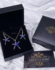 Starfish Jewellery gift set for women. Starfish design pendant necklace with enamel inlay & matching earrings. With Gift Box-