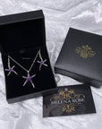 Starfish Jewellery gift set for women. Starfish design pendant necklace with enamel inlay & matching earrings. With Gift Box-