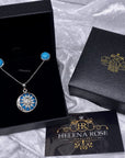 Silver Plate Jewellery Gift Set For Women - Silver Moon Sun Necklace & Earrings - Natural Crystal Gemstone Quartz Pendant For Ladies - With a Quality Gift Box
