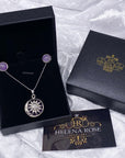 Silver Plate Jewellery Gift Set For Women - Silver Moon Sun Necklace & Earrings - Natural Crystal Gemstone Quartz Pendant For Ladies - With a Quality Gift Box