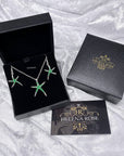 Starfish Jewellery gift set for women. Starfish design pendant necklace with enamel inlay & matching earrings. With Gift Box-
