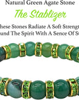 Ladies Spiritual Bracelet for Women- Gorgeous Green Natural Agate Beads & Sparkling Rhinestone Crystals - Woman's Spiritual Balance Bracelet with Jewellery Gift Box - Gemstones