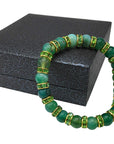 Ladies Spiritual Bracelet for Women- Gorgeous Green Natural Agate Beads & Sparkling Rhinestone Crystals - Woman's Spiritual Balance Bracelet with Jewellery Gift Box - Gemstones