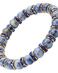Ladies Spiritual Vitality Bracelet - Natural Blue Sodalite Stone with Rhinestone Crystals - Balancing Bangle for Women - with Jewellery Gift Box- Gemstones