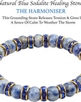 Ladies Spiritual Vitality Bracelet - Natural Blue Sodalite Stone with Rhinestone Crystals - Balancing Bangle for Women - with Jewellery Gift Box- Gemstones
