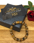 Ladies Bracelet for Women- Natural Tigers Eye & Sparkling Rhinestone Crystals - Woman's Spiritual Balance Bracelet with Jewellery Gift Box - Gemstones