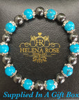 natural turquoise stone and magnetic hematite magnetic therapy bracelet for women natural pain relief for arthritis joint pain carpal tunnel relief menopause symptoms hot flushes best gift for women and ladies plus gift box